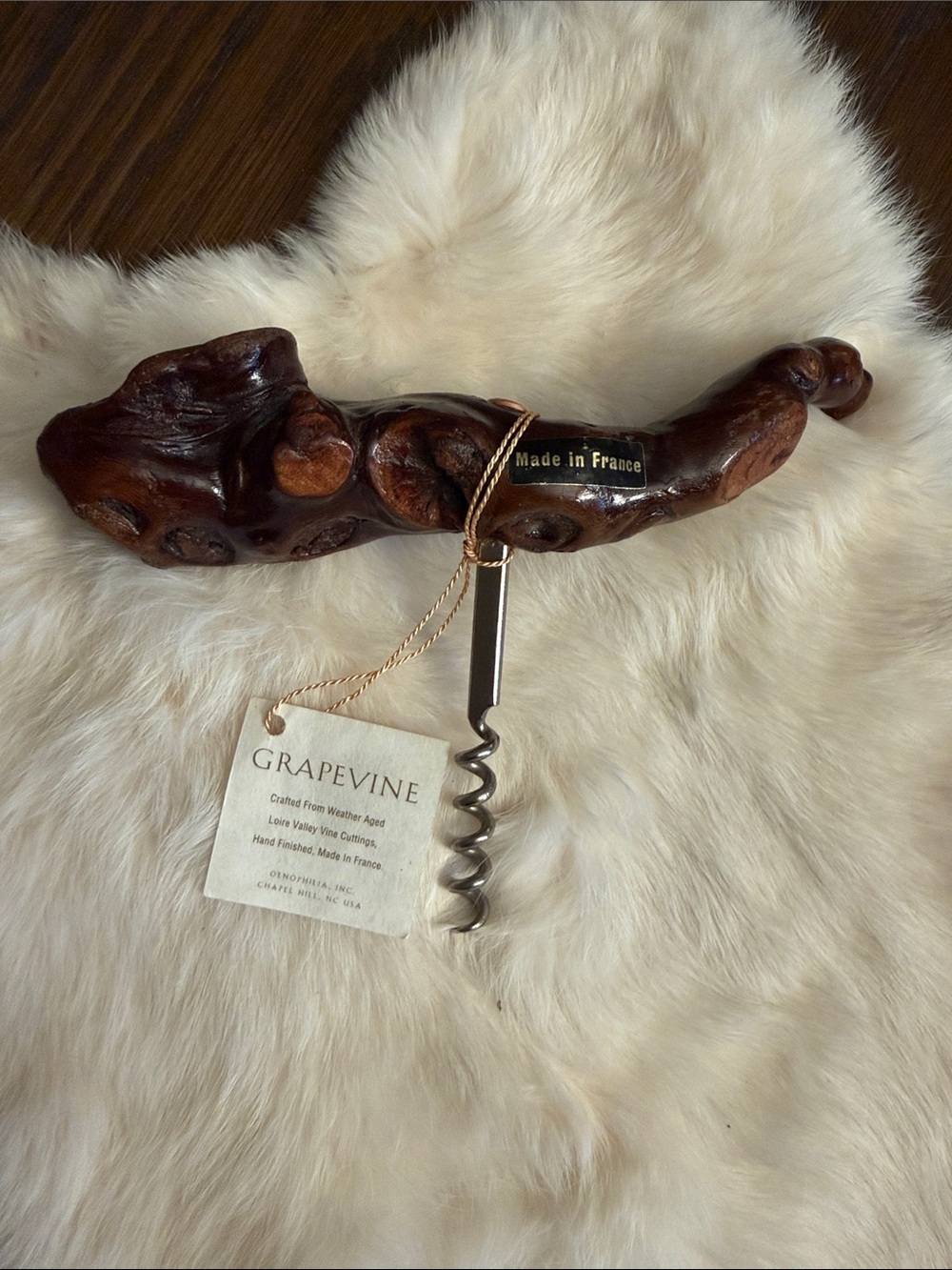 Vintage Grapevine Wood Corkscrew - Loire Valley France Wine Lovers Gift